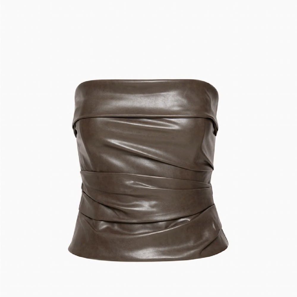 Aritzia brown faux leather tube top